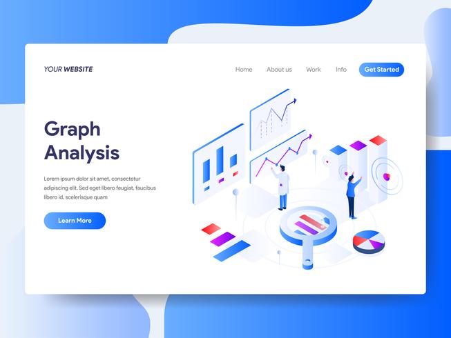 Modello di pagina di destinazione del concetto di illustrazione isometrica analisi del grafico. Concetto di design piatto isometrica della progettazione di pagine Web per sito Web e sito Web mobile. Illustrazione di vettore