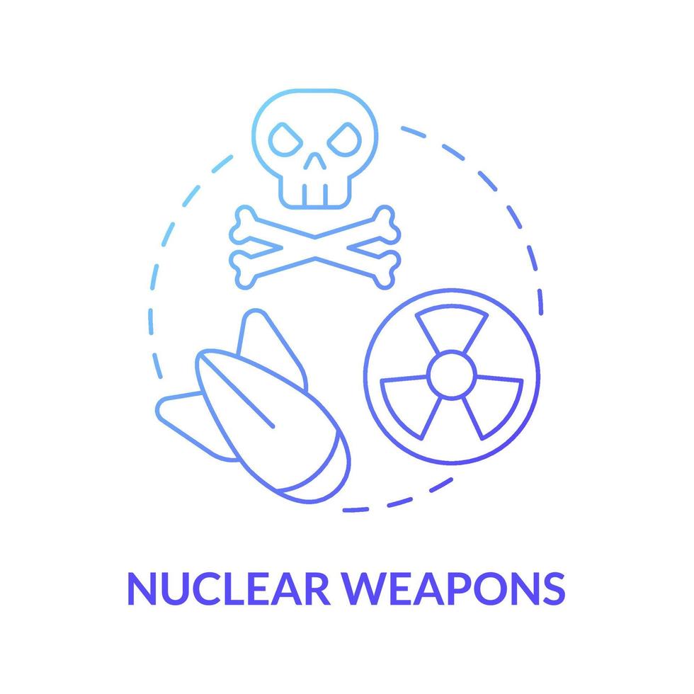 icona del concetto di gradiente blu di armi nucleari. illustrazione di linea sottile di idea astratta di utilizzo di energia nucleare. reazioni di fusione. arma disumana distruttiva. disegno a colori di contorno isolato vettoriale