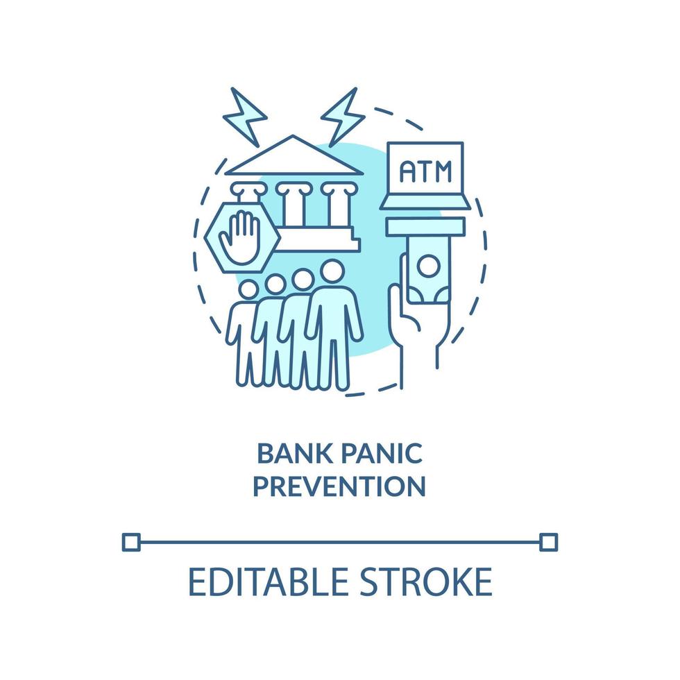 icona del concetto di prevenzione della corsa agli sportelli. crisi, misure preventive di fallimento. illustrazione della linea sottile dell'idea astratta di guasto sistemico. disegno a colori di contorno isolato vettoriale. tratto modificabile vettore