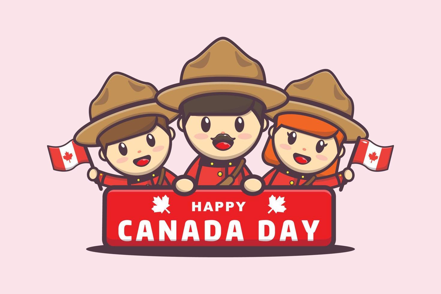 illustrazione del giorno del canada con simpatico personaggio dei cartoni animati vettore