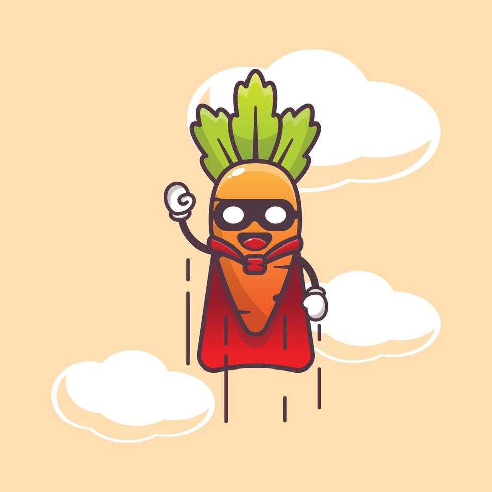 illustrazione del personaggio dei cartoni animati di super carota carino vettore