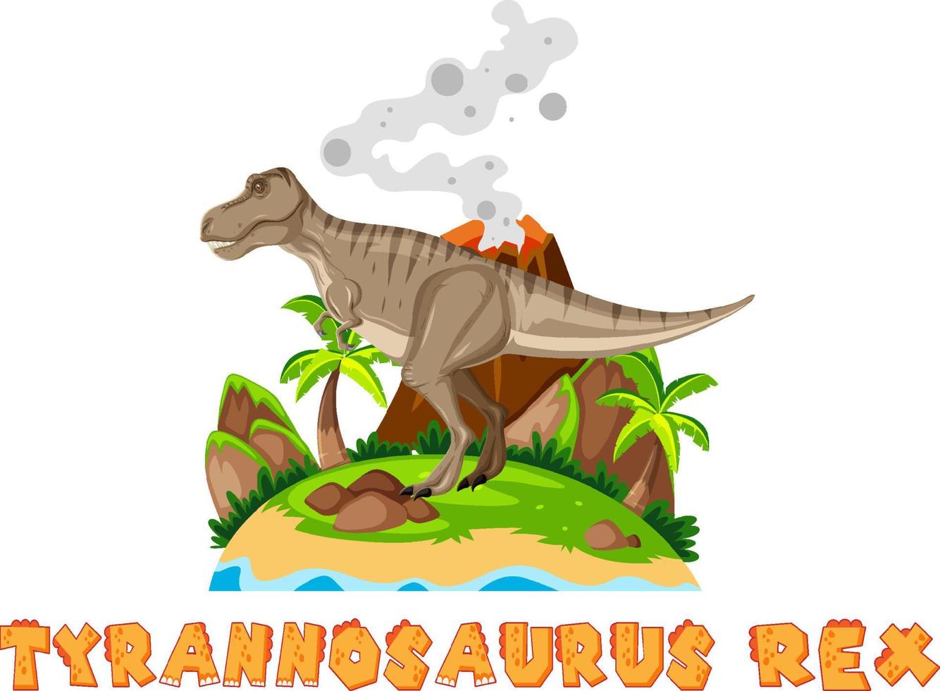design wordcard per tirannosauro rex vettore