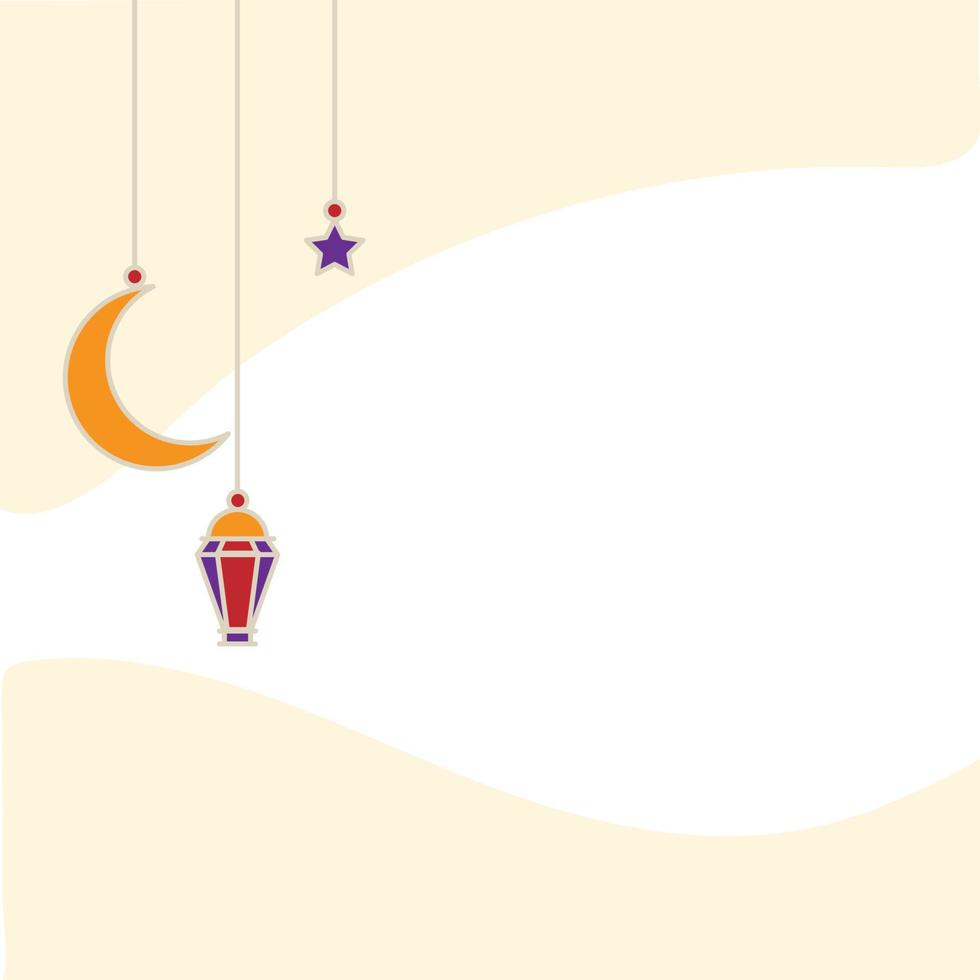 celebrazione dell'illustrazione islamica per ramadan kareem, isra mi'raj ed eid al-fitr con lampade a sospensione colorate e bunting. illustrazione di arte vettoriale