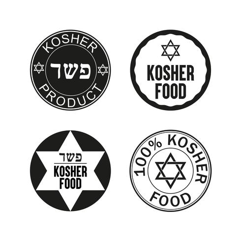 Set di icone cibo Kosher. vettore