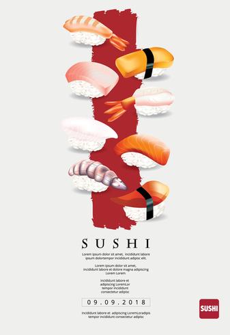 Manifesto dell&#39;illustrazione di vettore del ristorante di sushi