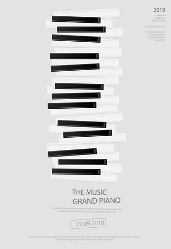 Illustrazione di vettore del modello del fondo del manifesto del pianoforte a coda di musica