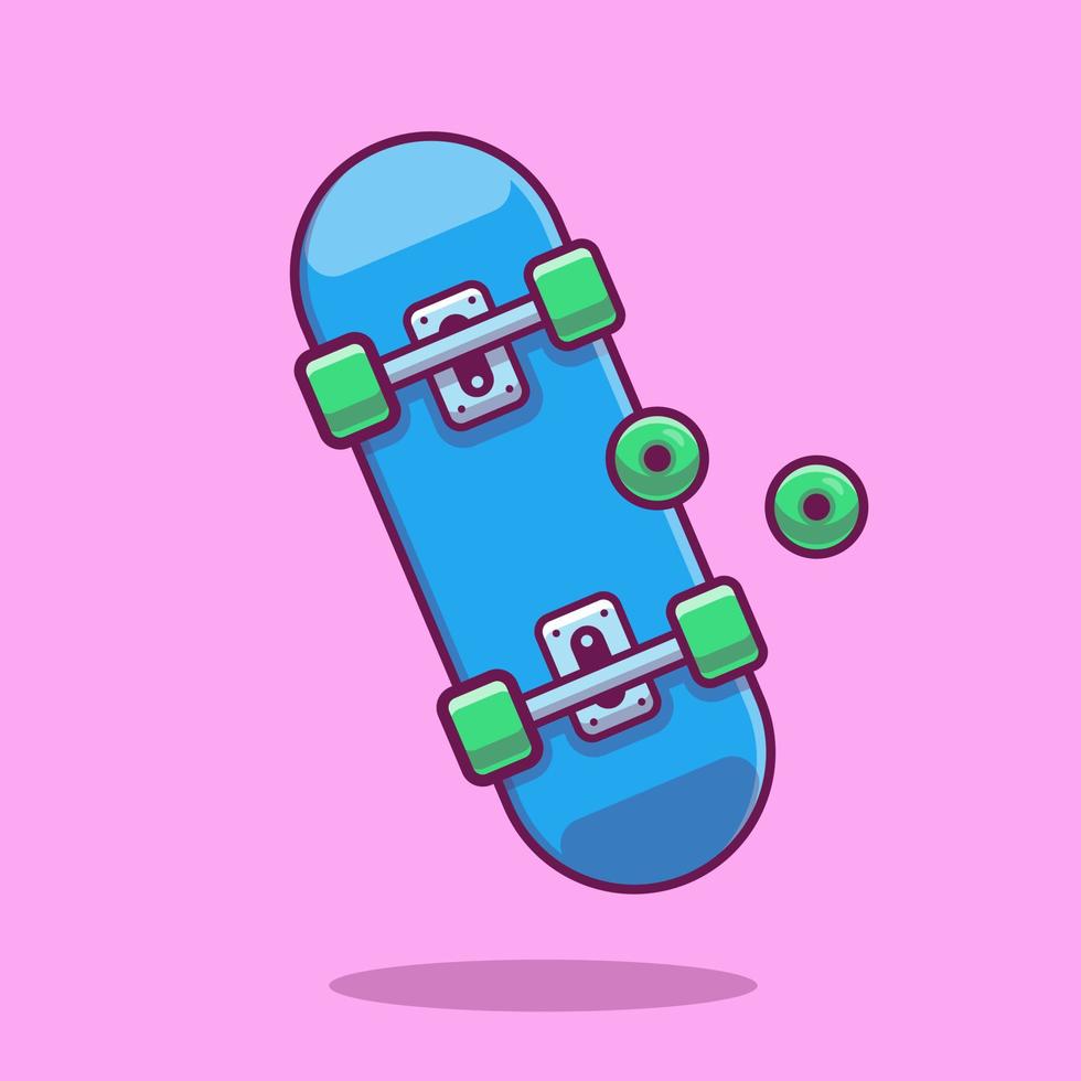 illustrazione dell'icona di vettore del fumetto di skateboard. sport oggetto icona concetto isolato premium vettore. stile cartone animato piatto