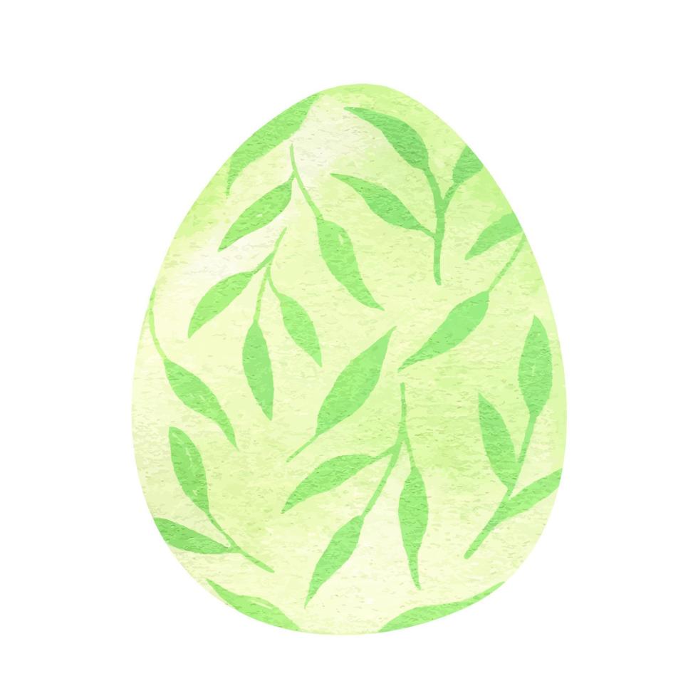 uovo di Pasqua decorato con un motivo floreale nei colori del verde. illustrazione disegnata a mano isolata su sfondo bianco. perfetto per il tuo progetto, biglietti, stampe, copertine, decorazioni. vettore