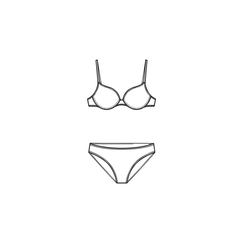 due pezzi mutandine bikini e reggiseno top icona vettore piatto costume da bagno per app e siti Web