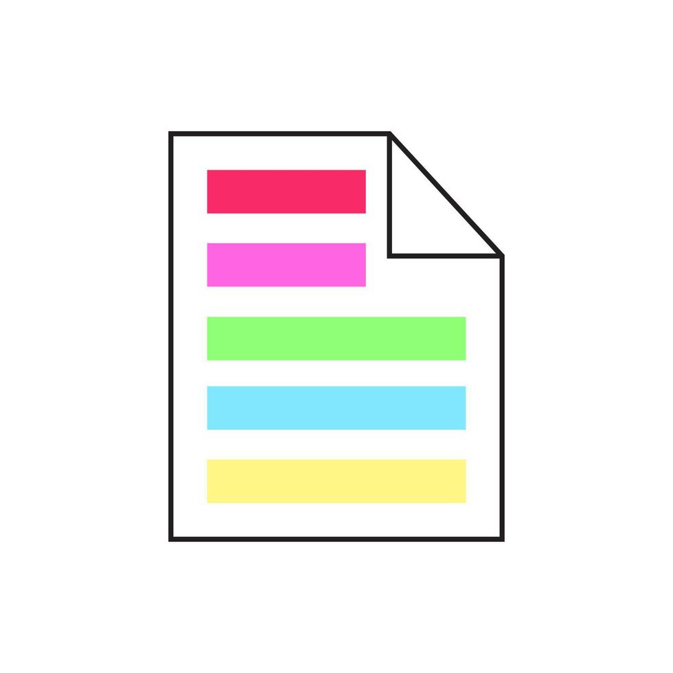 illustrazione vettoriale dell'icona del file in stile colore delineato. adatto per l'elemento di design dell'icona della carta del documento e il simbolo del file dell'ufficio.