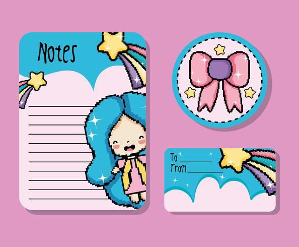 Note artistiche di pixel mockup vettore