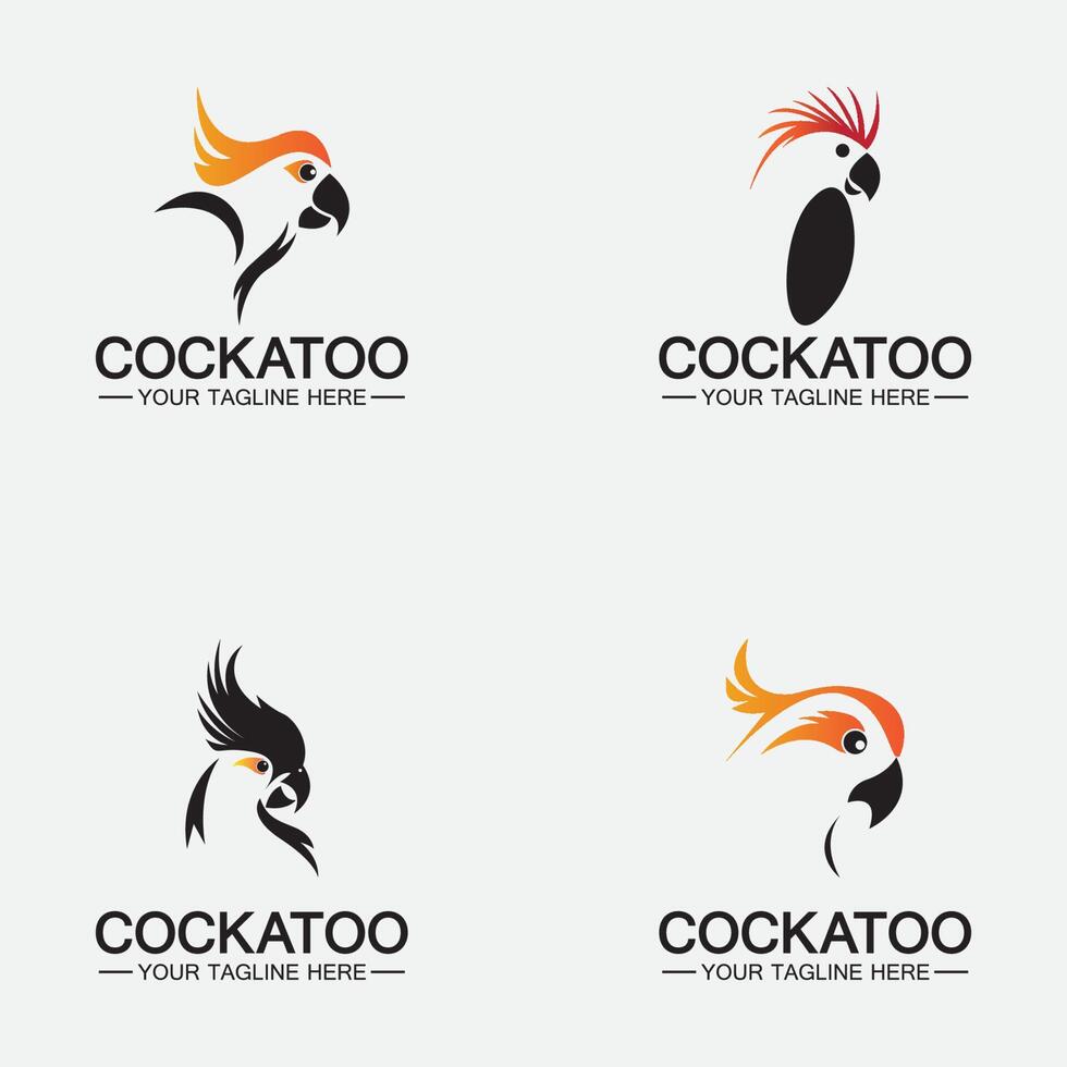 impostare il modello vettoriale del design del logo dell'uccello del pappagallo del cacatua
