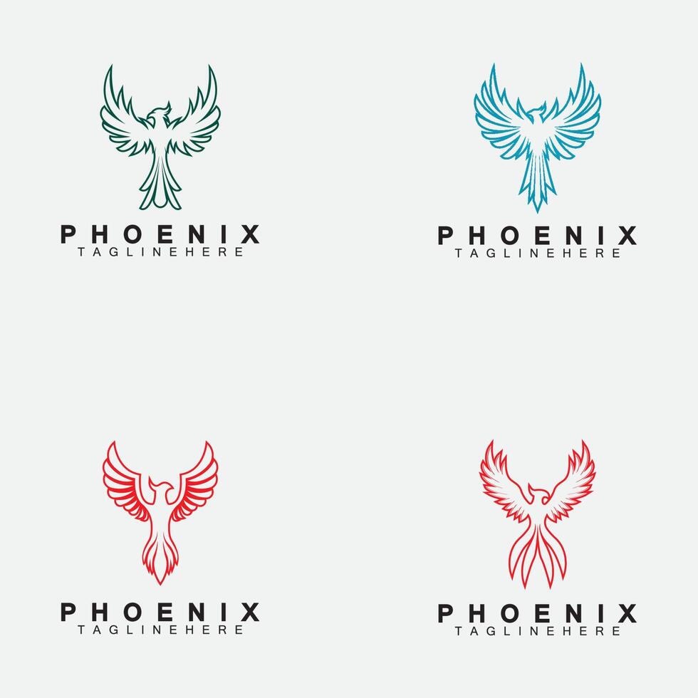 impostare il modello di progettazione dell'illustrazione vettoriale del logo phoenix
