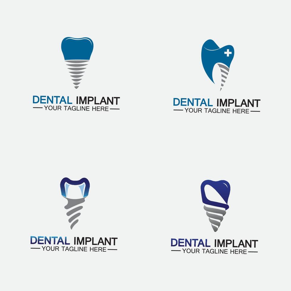 modello di concetto di disegni vettoriali per il logo dell'impianto dentale