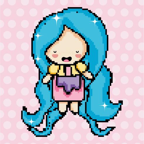 Pixel art ragazza carina vettore