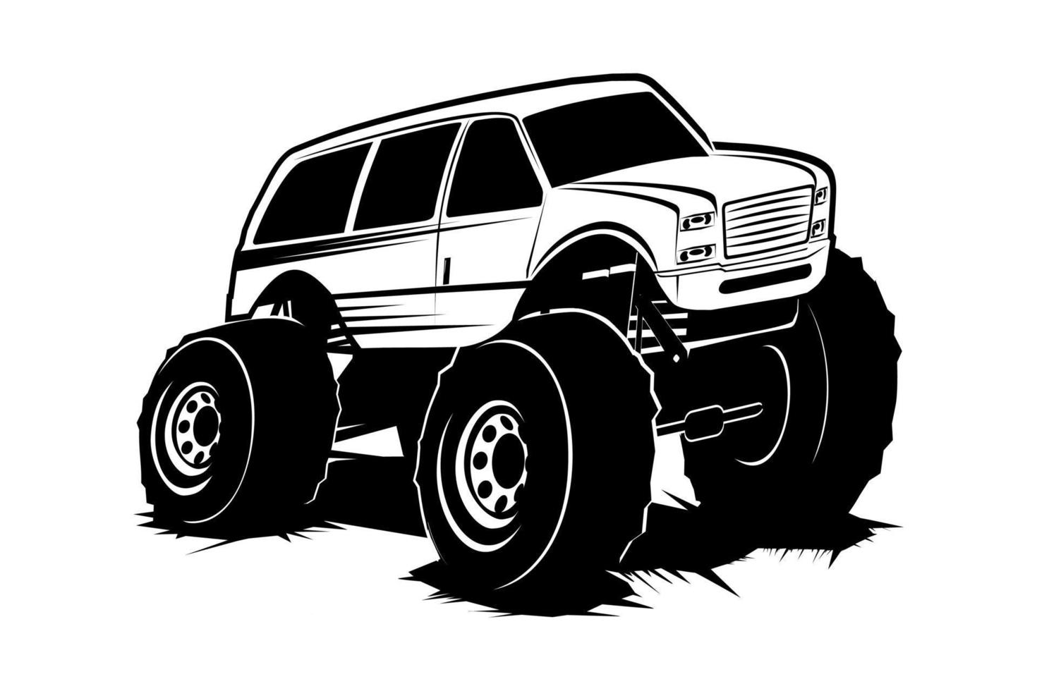 ispirazione per il design del logo vettoriale monster truck, elemento di design per logo, poster, carta, banner, emblema, maglietta. illustrazione vettoriale