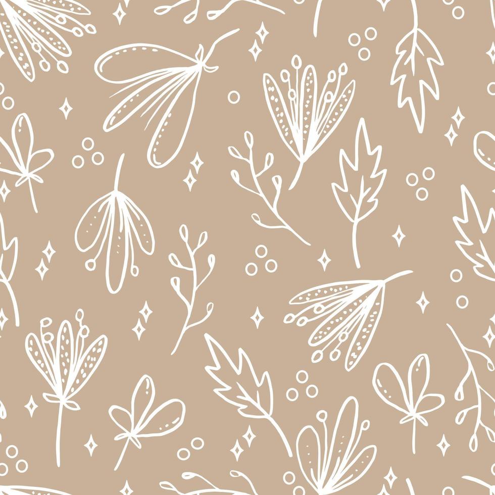 fiori di vettore senza cuciture con foglie. illustrazione botanica per carta da parati, tessile, tessuto, abbigliamento, carta, cartoline