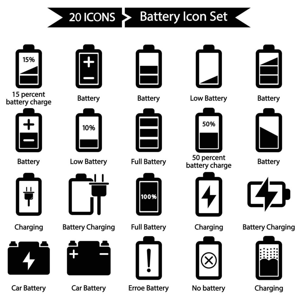 set di icone della batteria vettore