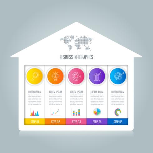 concetto di business design infografica con 5 opzioni. vettore