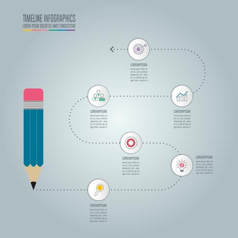 Opzione di infographics di formazione modello 5 passi. Timeline infografica vettoriale. vettore