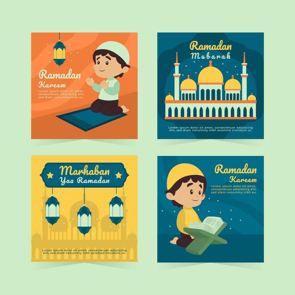 social media del mese piatto del ramadan vettore