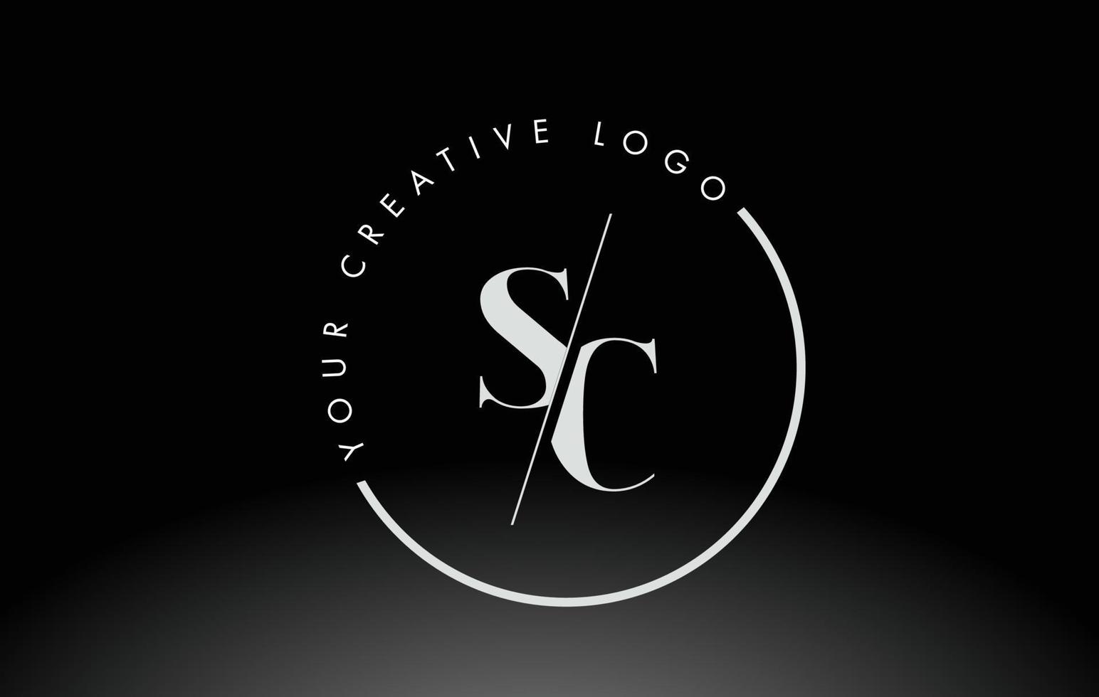 design del logo della lettera sc serif bianco con taglio intersecato creativo. vettore