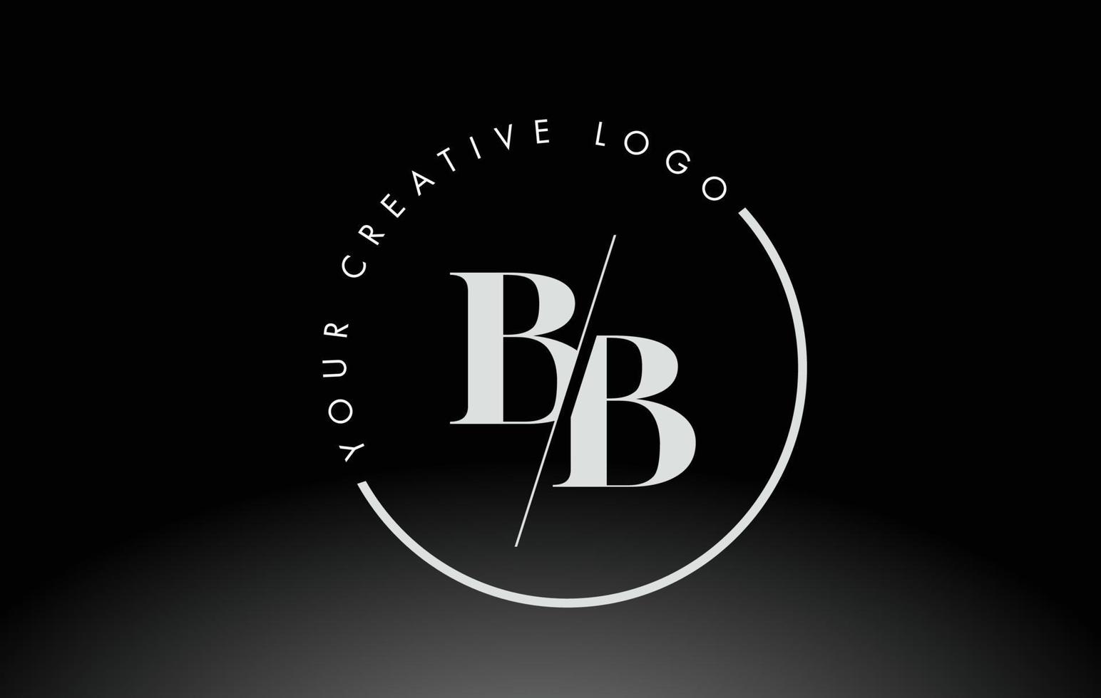 design del logo della lettera bb serif bianco con taglio creativo intersecato. vettore