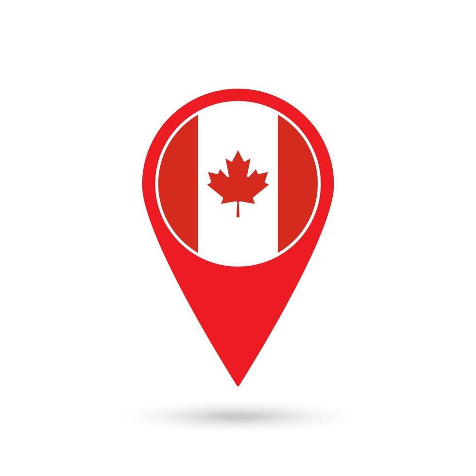 puntatore della mappa con paese canada. bandiera del Canada. illustrazione vettoriale. vettore