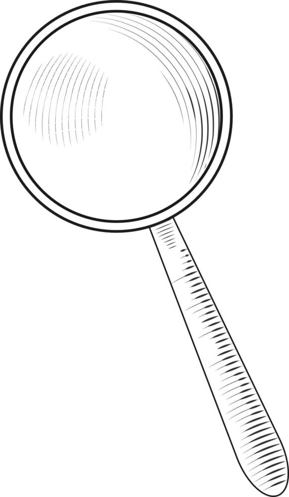 vecchia lente d'ingrandimento.simbolo di ricerca.illustrazione dell'incisione vettoriale. vettore