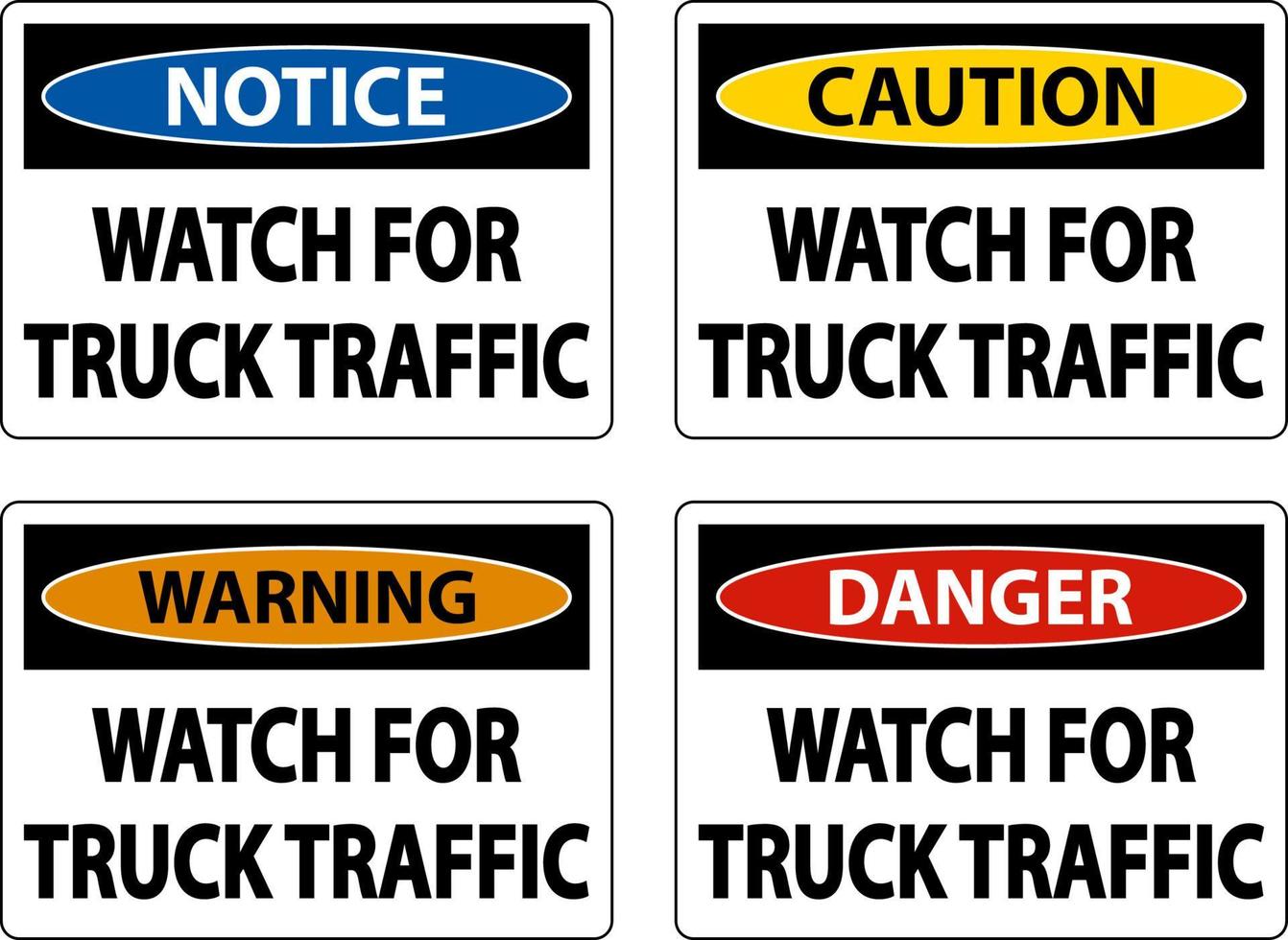 attenzione per il segnale stradale di camion su sfondo bianco vettore