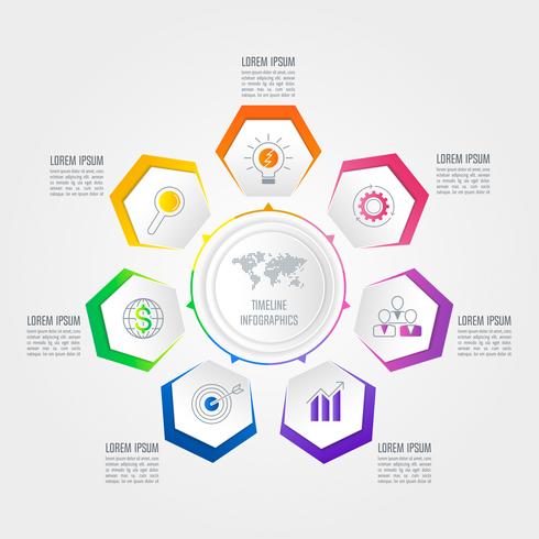 concetto di business design infografica con 7 opzioni. vettore