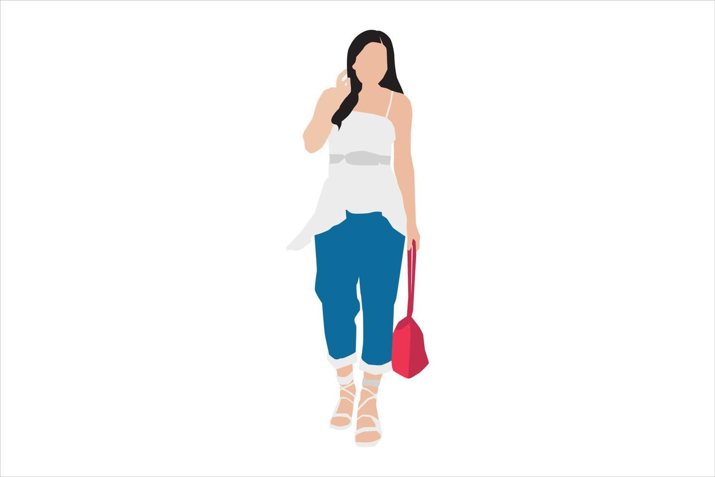 illustrazione vettoriale di donne alla moda che camminano sul marciapiede