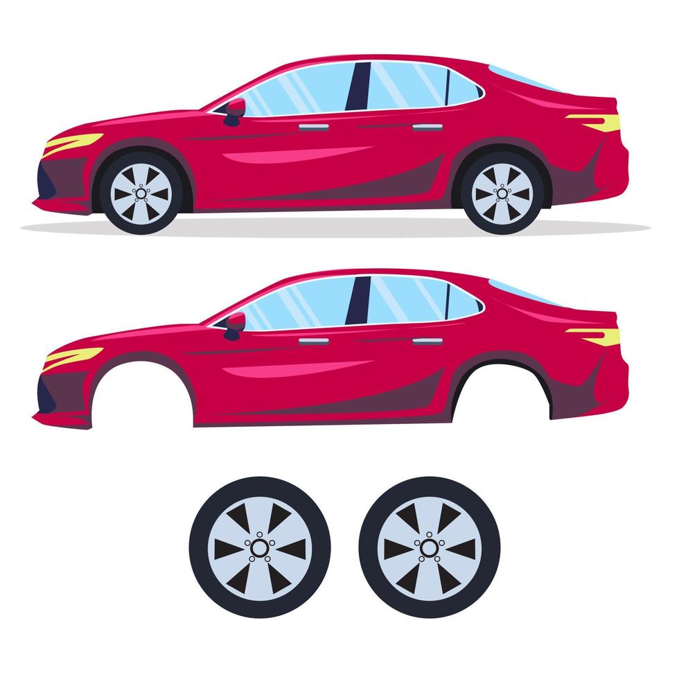 modello vettoriale di auto sportiva rossa. la possibilità di cambiare facilmente il colore. tutti i lati in gruppi su livelli separati.