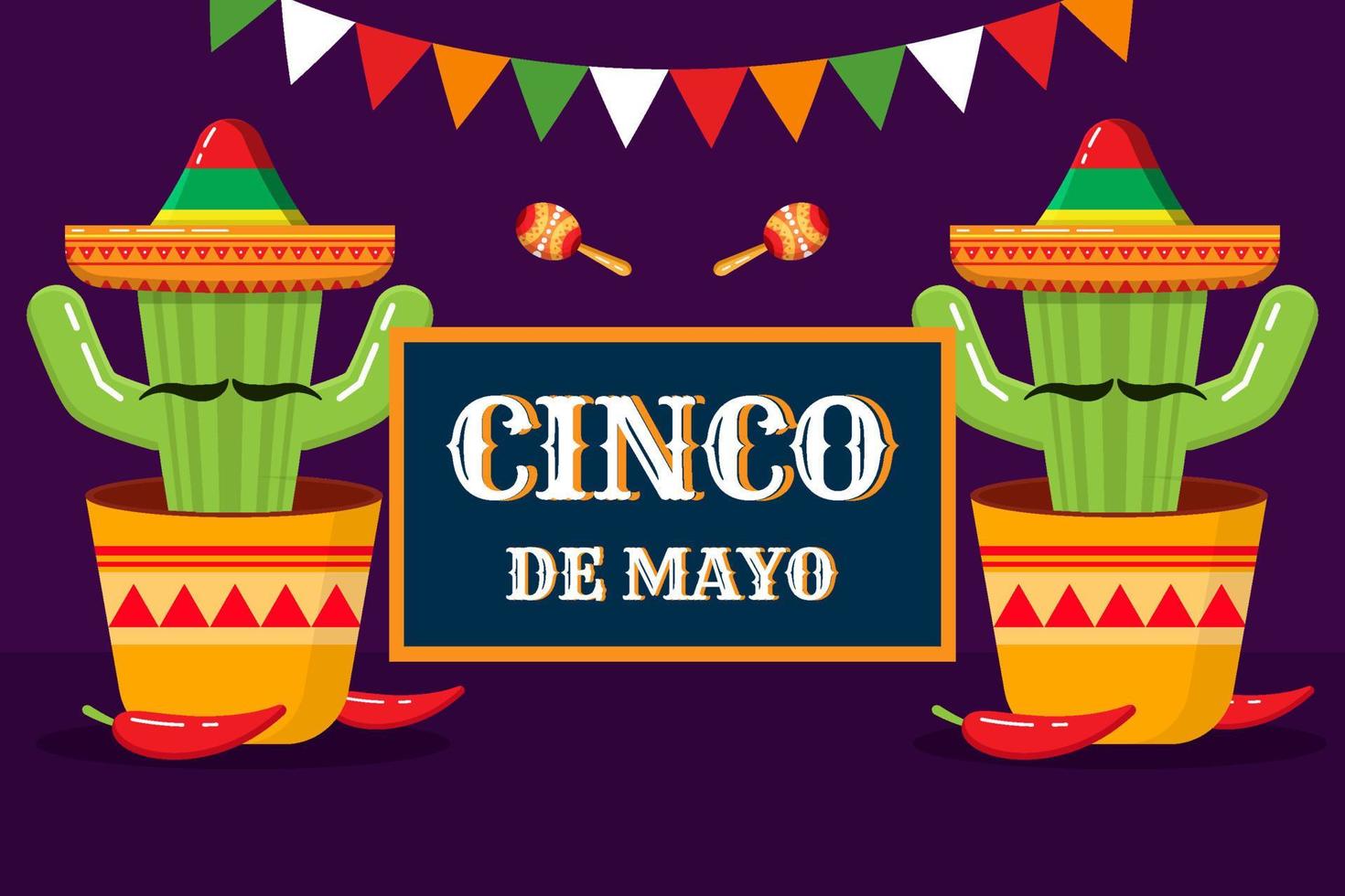 disegno di sfondo cinco de mayo con kaktus vettore