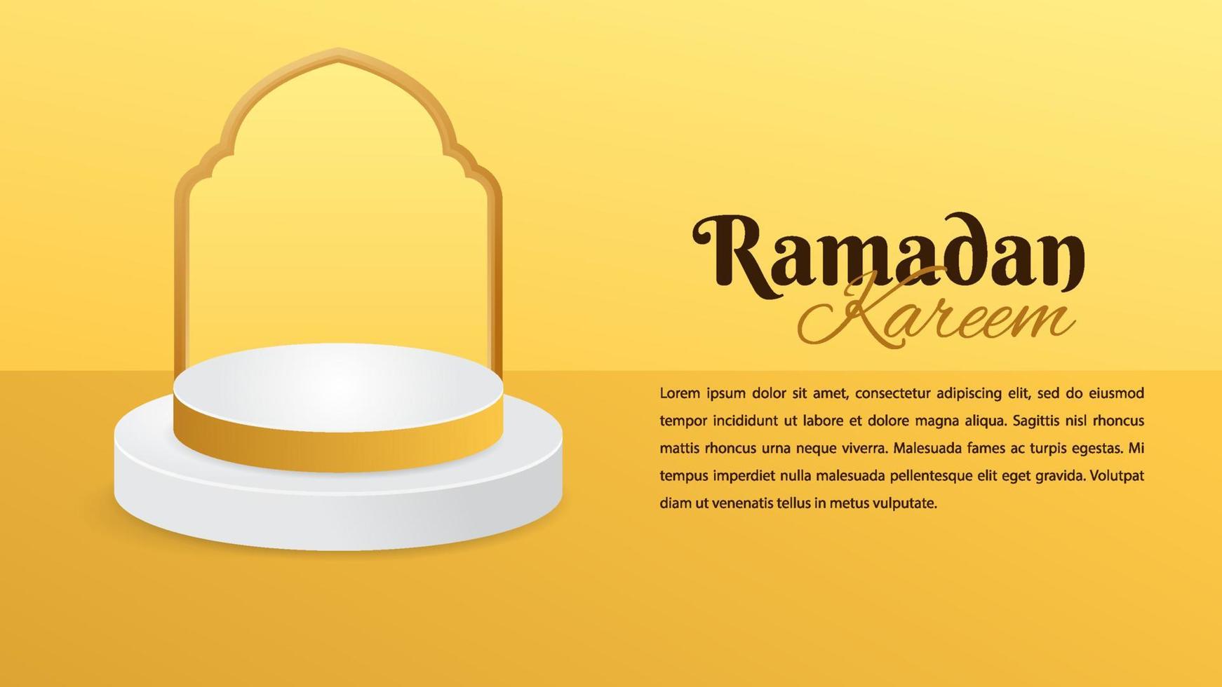 bandiera del ramadan kareem con podio vettore