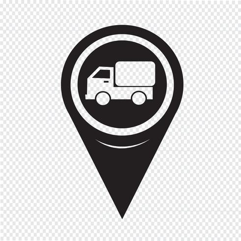 Icona di camion di puntatore della mappa vettore