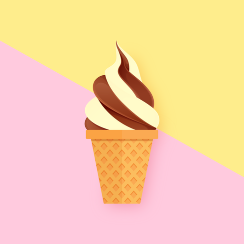 Twisted Soft Ice Cream su sfondo pastello vettore