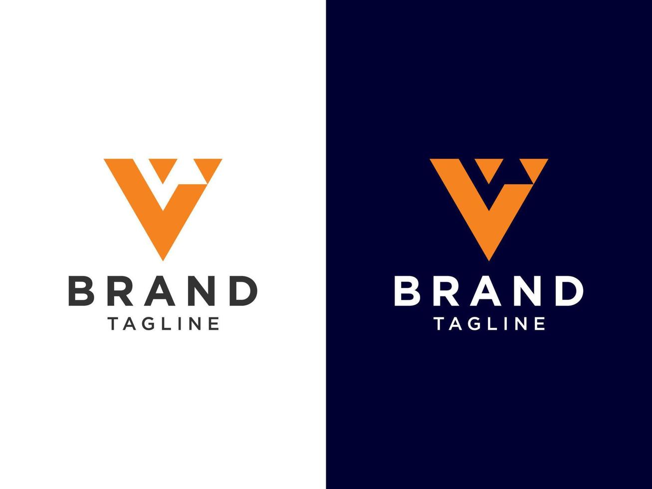 lettera iniziale astratta v logo.forma geometrica arancione isolata su doppio sfondo. utilizzabile per loghi aziendali e di branding. elemento del modello di progettazione logo vettoriale piatto