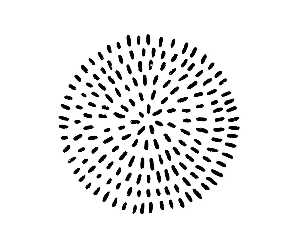 cerchio disegnato a mano con texture doodle. forma rotonda nera astratta moderna con linee, cerchi, gocce. forma di doodle organico disegnato a mano. illustrazione vettoriale isolato su sfondo bianco