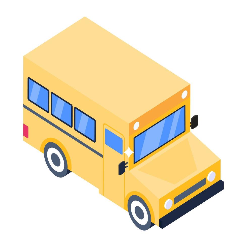un'icona alla moda di scuolabus in design isometrico vettore