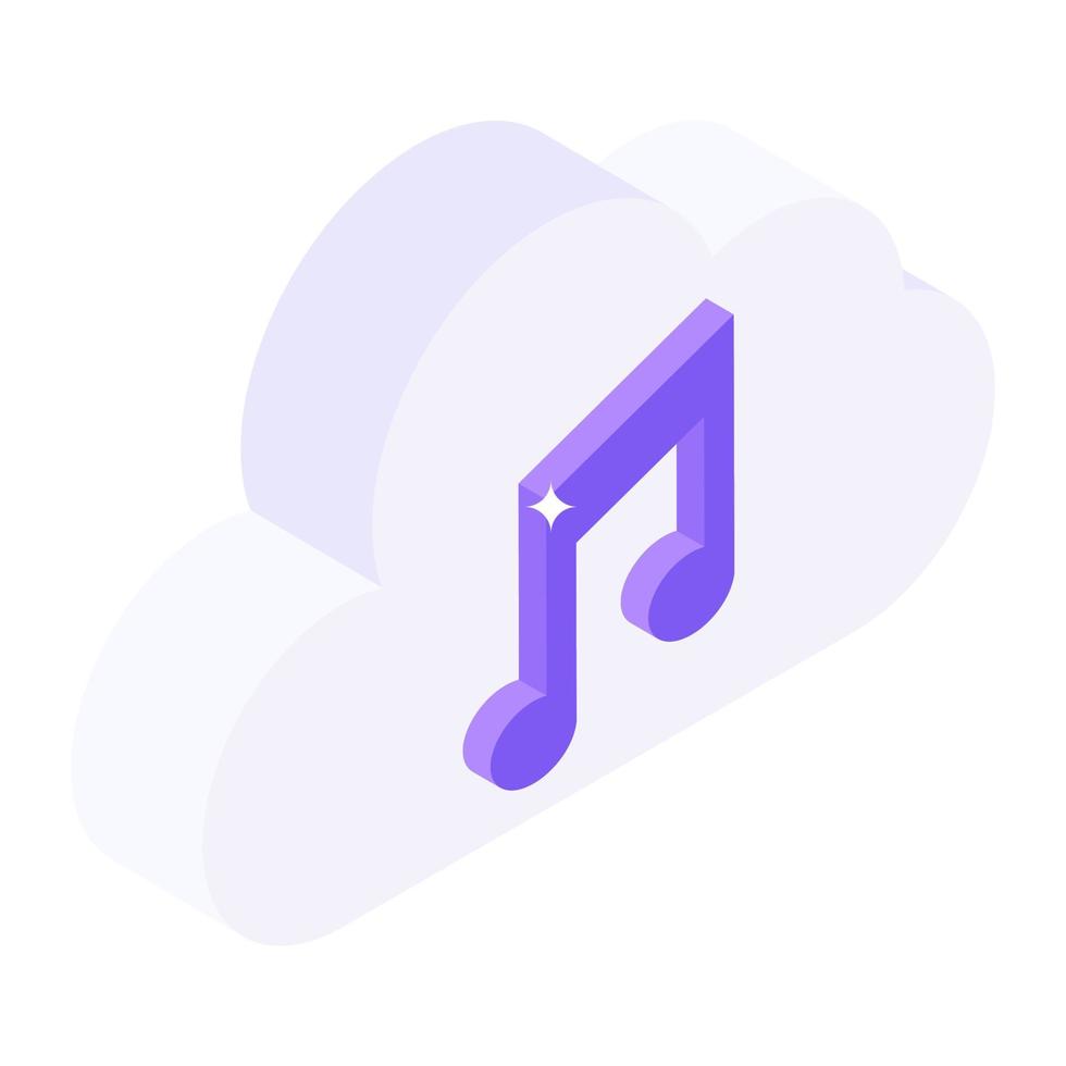 icona isometrica alla moda della musica cloud vettore