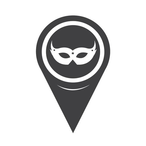 Icona di maschera di Carnevale puntatore mappa vettore