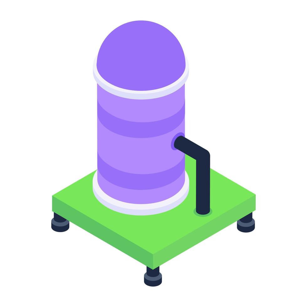 serbatoio di accumulo di liquidi, icona isometrica della cisterna d'acqua vettore