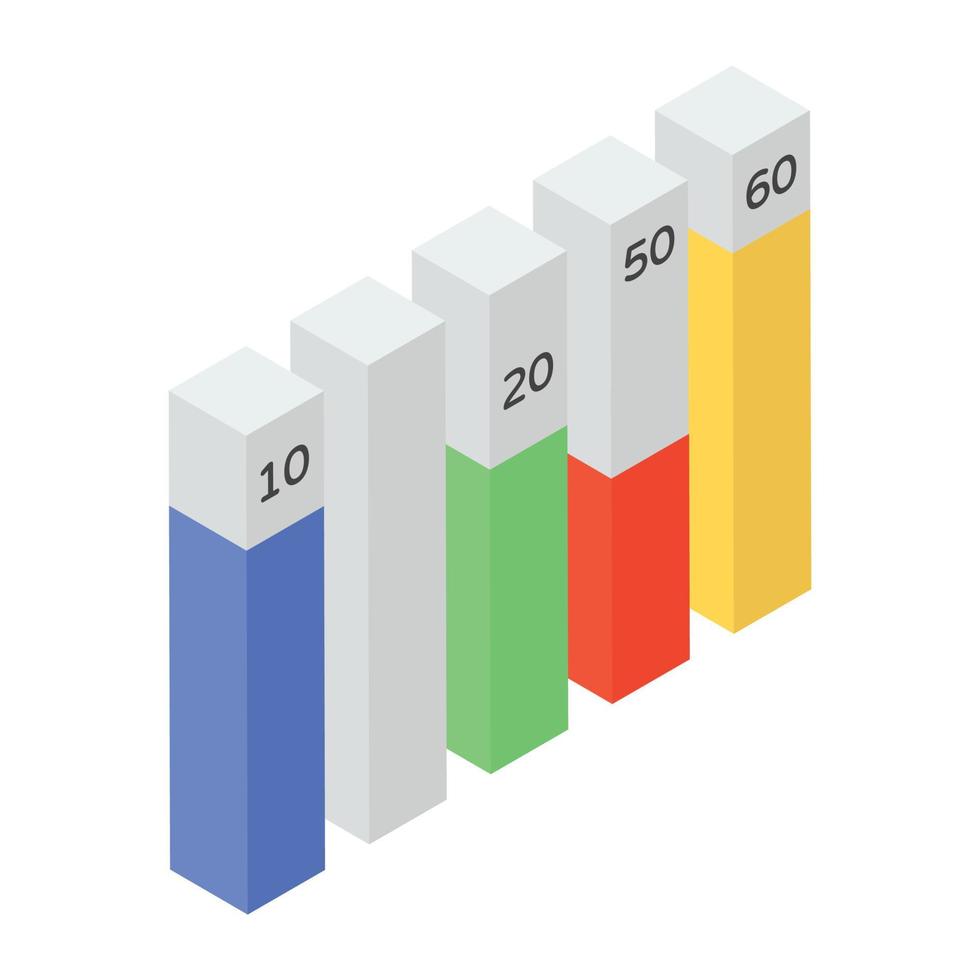 icona alla moda del diagramma a barre, design isometrico vettore