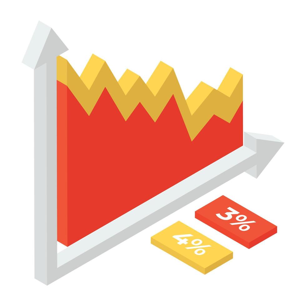 un'icona isometrica del grafico della montagna vettore