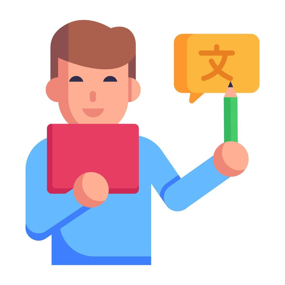un'icona piatta ben progettata del tutor di traduzione vettore
