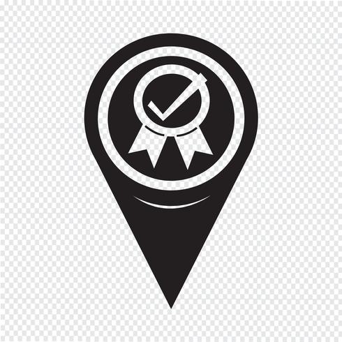 Icona certificata del puntatore della mappa vettore