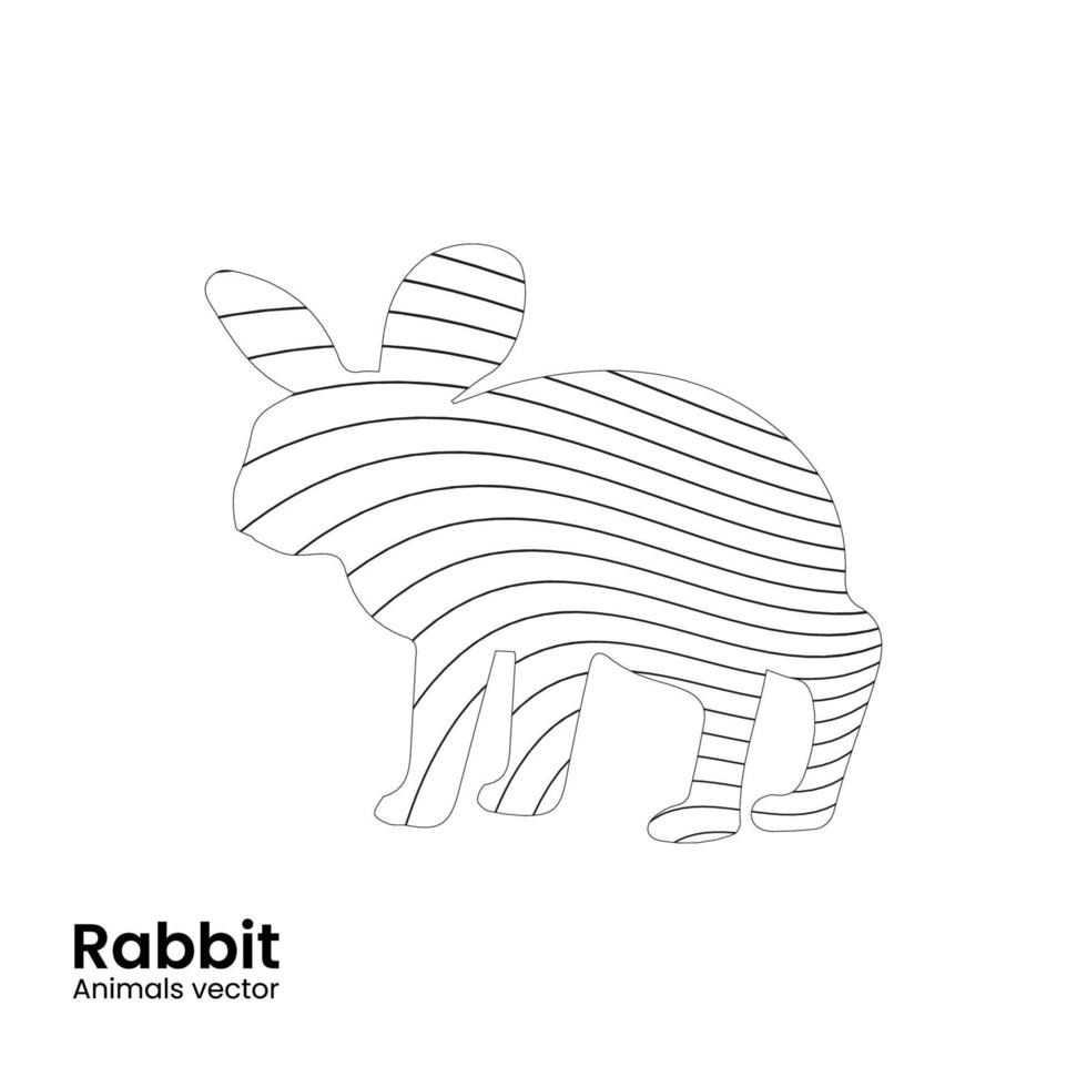 disegno vettoriale a strisce di coniglio. icona animali doodle carattere