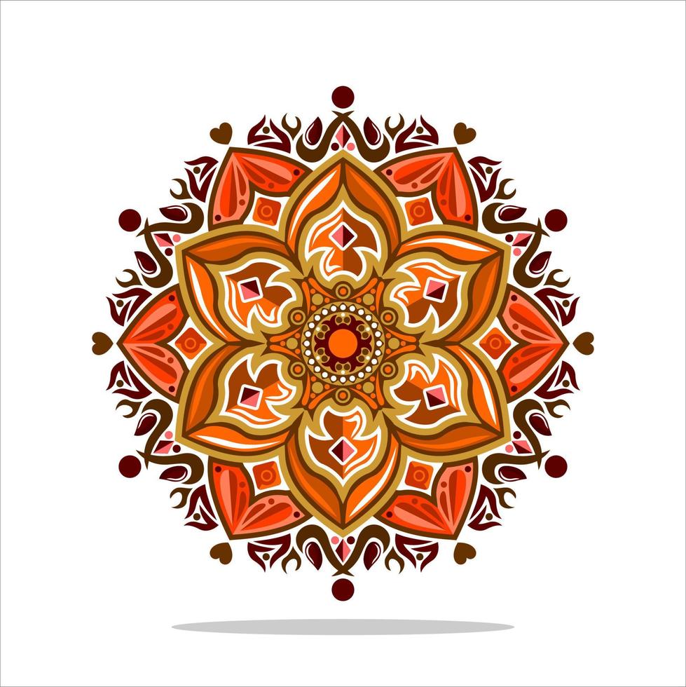 moderno disegno vettoriale di arte mandala con un bel mix di colori vettore libero