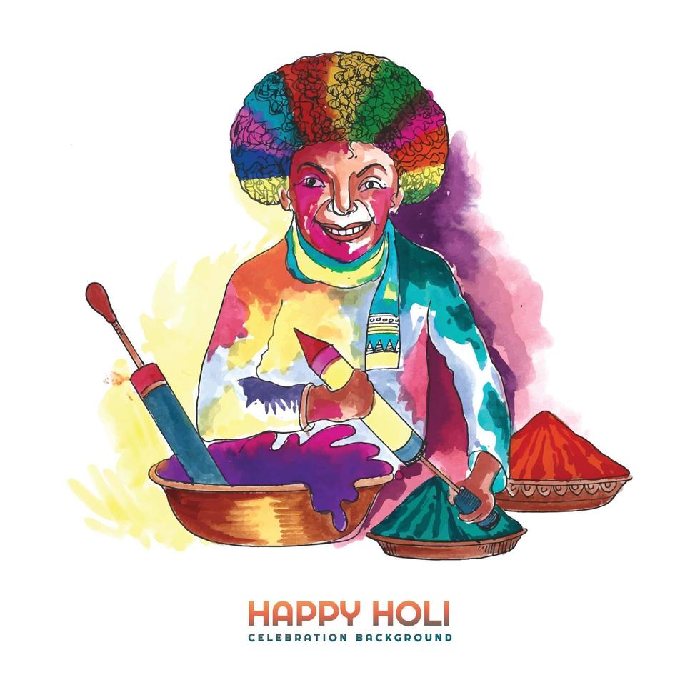 celebrazione del festival indiano felice vacanza carta holi sfondo vettore